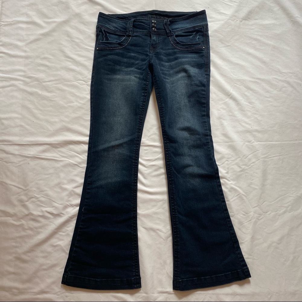 Wallflower Bootcut Flare Low Rise Jeans Dark Wash